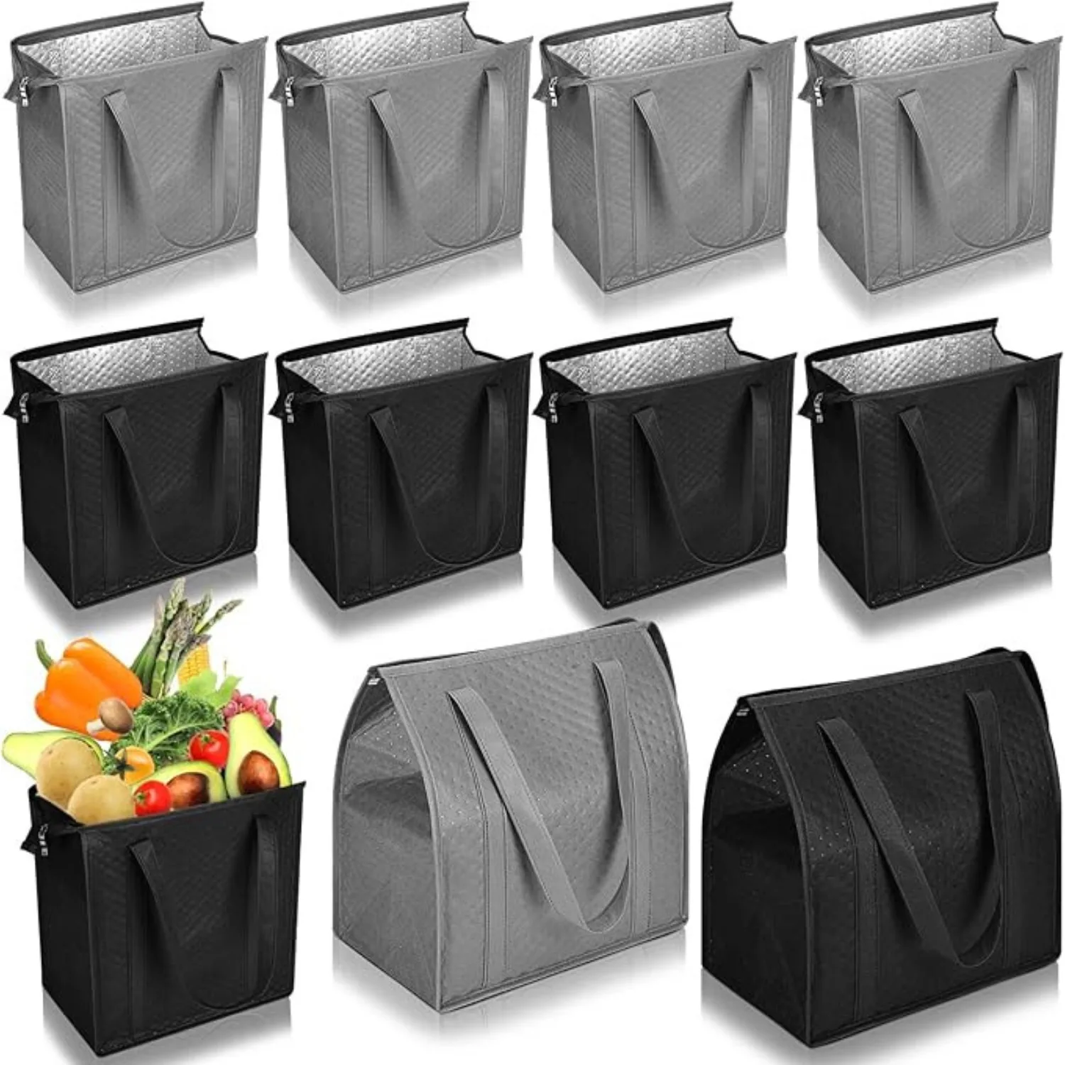 1 Large Insulated Shopping Bag Reusable Cooler Tote with Handle and Zipper Closure, The... - SKU RCT01025 - UGI Packaging