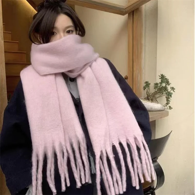 Korean Style Cashmere Solid Colors Women Scarf Winter Shawl