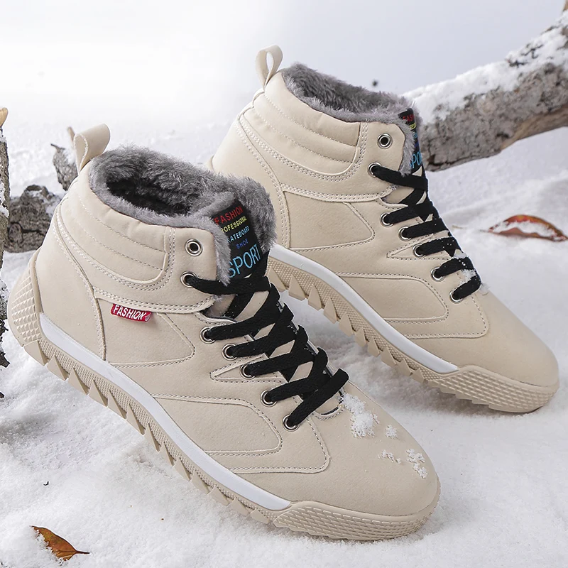 

Keep Warm Winter Boots With Fur Plus Size 39-46 Snow Boots Men Fashion Color Blocking Ankle Boots