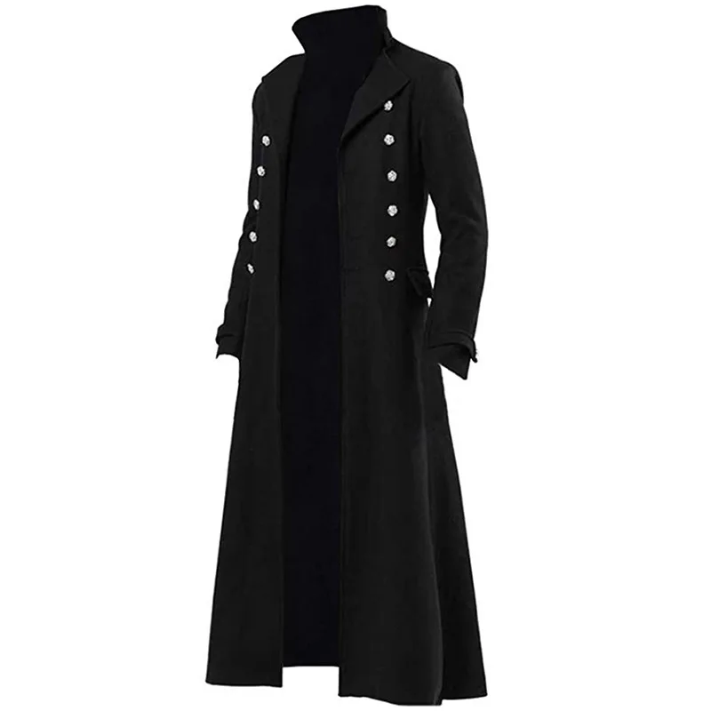 

Men's Windbreaker Coat Spring and Autumn New Retro Mature Punk Style Casual Coat Steampunk Tailcoat Halloween Costume Party