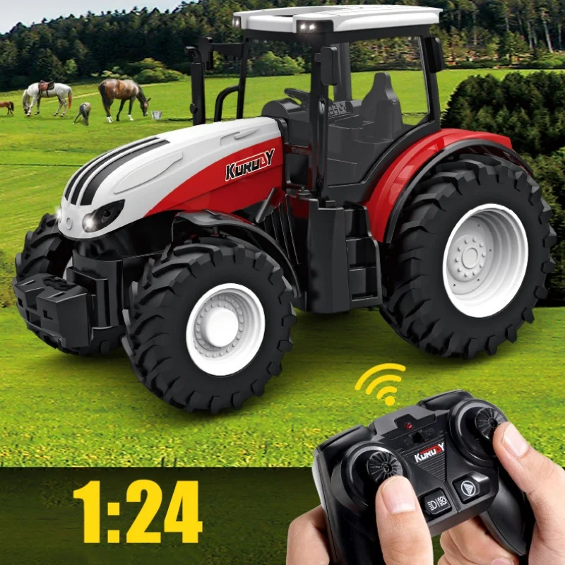 2.4 GHZ 원격 제어 트랙터 장난감 어린이 RC 트랙터 세트  농장 차량 장난감 3 4 5 6 7 8 9 세