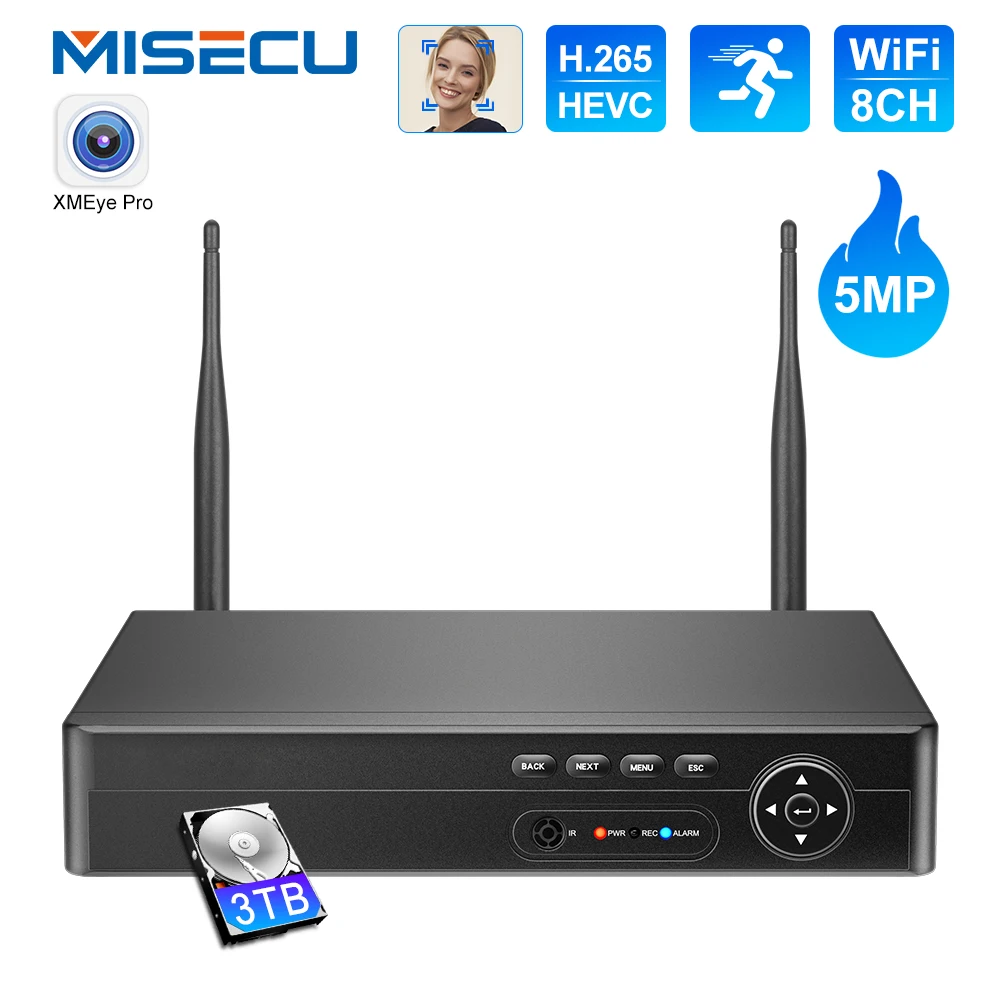 MISECU 8CH 4MP 5MP Wireless Recorder Wifi CCTV IP Camera H.265 NVR Security Protection System P2P HDMI XMeye Network Video misecu h 265 nvr 8ch 5mp 4mp wireless recorder wifi cctv ip camera security protection system p2p hdmi xmeye network video onvif