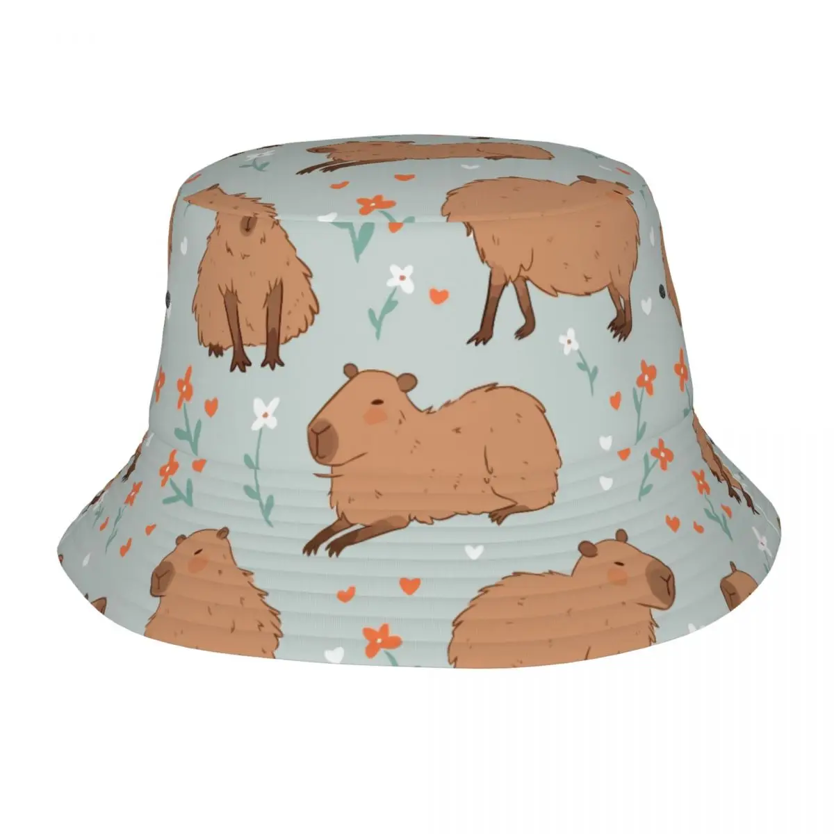 

Fisherman Hat Unisex Bob Cap Cute Capybara Wild Flower Hip Hop Gorros Panama