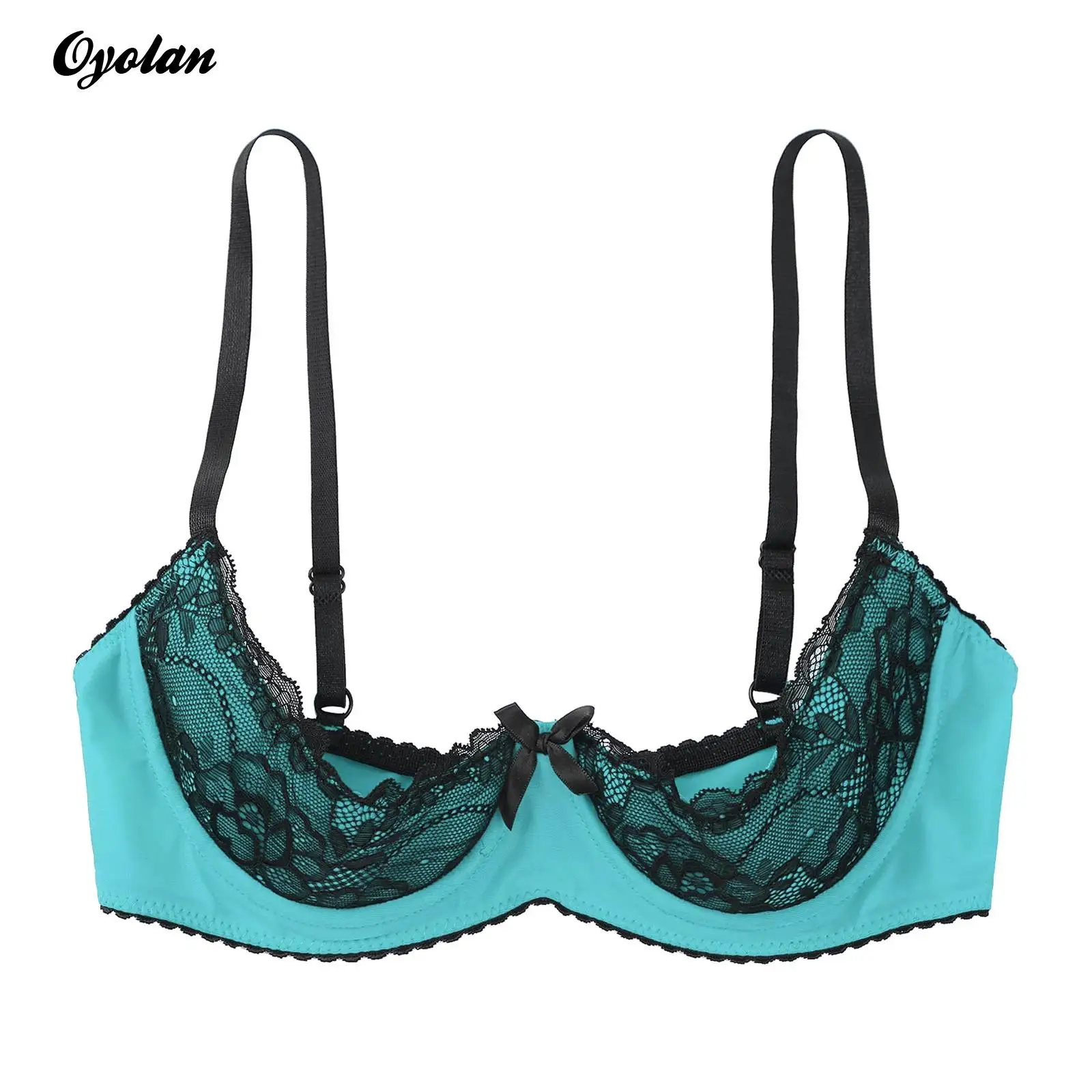  Oyolan Women's Lingerie See-Through Lace Open Nipple