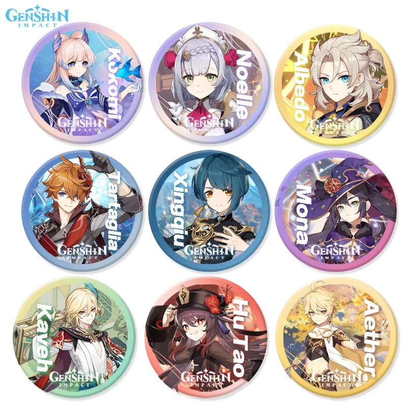 

72pcs/lot Genshin Impact badge Classic game brooch metal circular pin backpack clothing decoration student gift