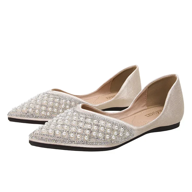 Rhinestone Shoes Women's Summer Flat New Design Sense Small Temperament Large Size 41 43