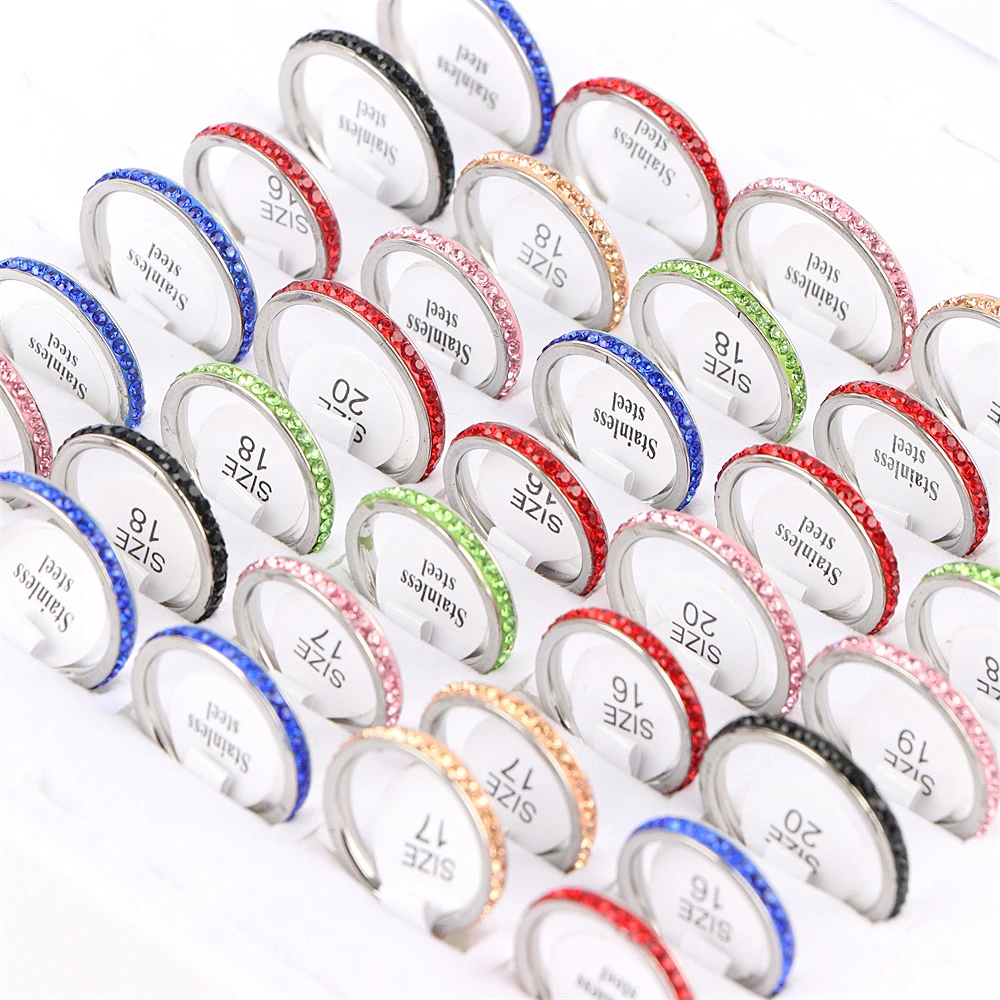 10/20 Teile/los Neue Mode Reihe Strass Edelstahl Ring Für Frauen Einfache Klassische Mixed Stil Schmuck Hochzeit Party Geschenke – Detail 2