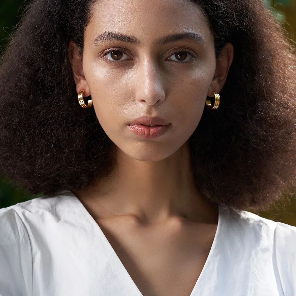 ENFASHION Stainless Steel Stripe Piercing Stud Earrings For Women Gold Color Earring Bulk Pendientes Fashion Jewelry Gifts E1258