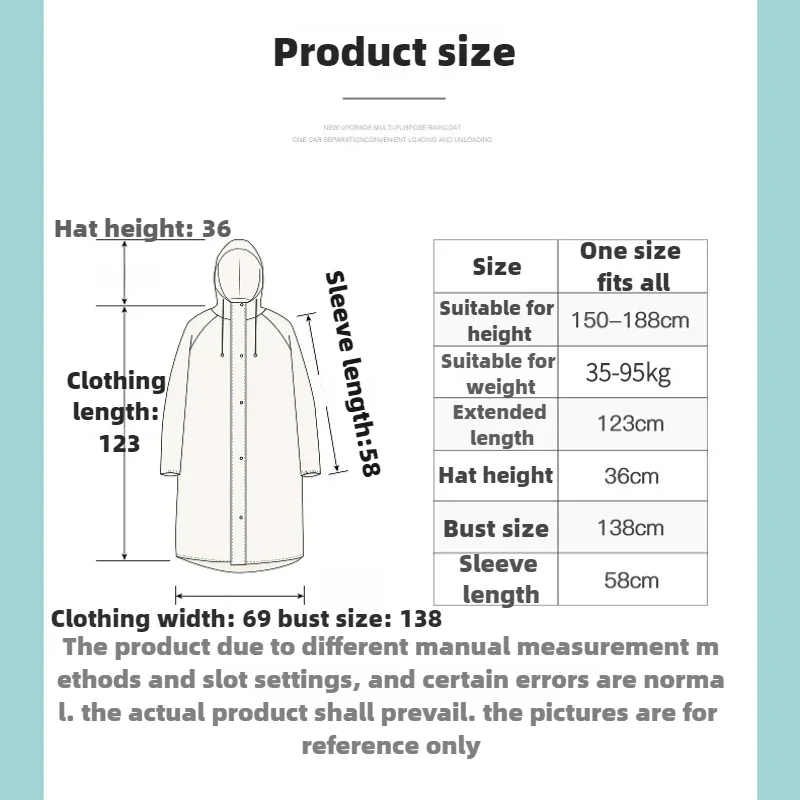 Transparent One-piece Children's Raincoat Non Disposable Portable Adult Raincoat Price EVA for Outdoor Travel