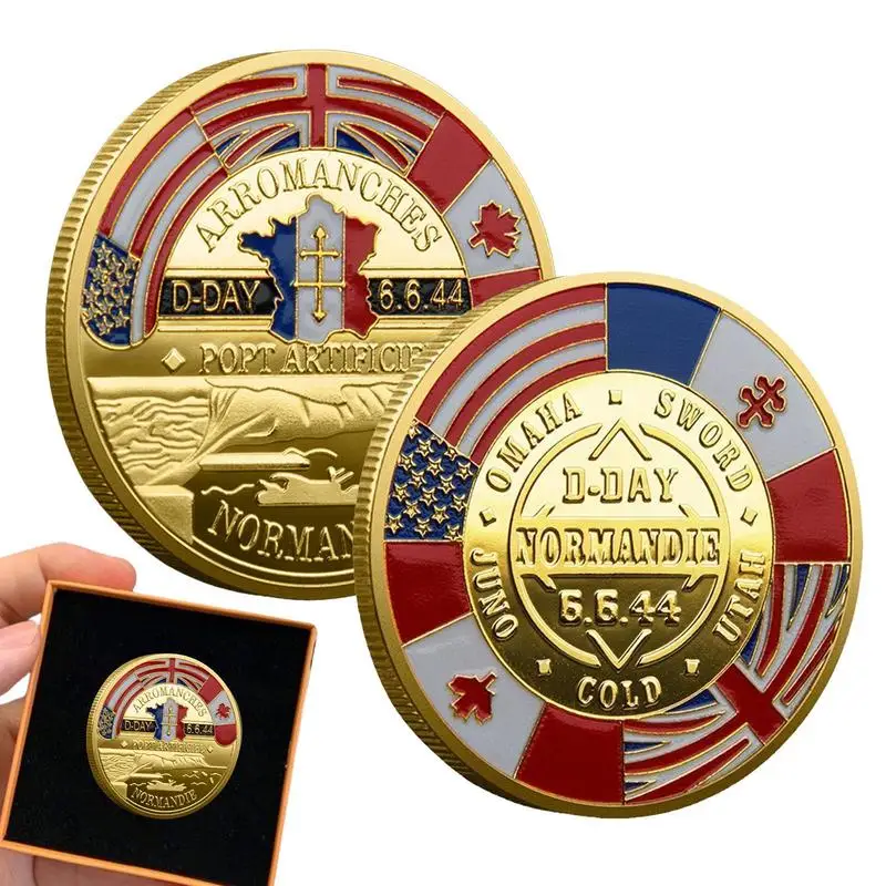 

Non-currency Anniversary Challenge Coin D Day 80th Anniversary Normandie Commemorative Coin D-Day Maple Leaf Coin Collectibles