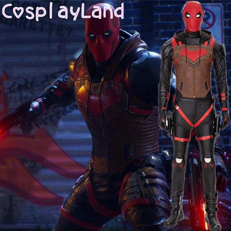 

Parka Knight Red Hood cosplay costume Jason totolo Halloween cosplay costumes men leather outfit parka Knight suit