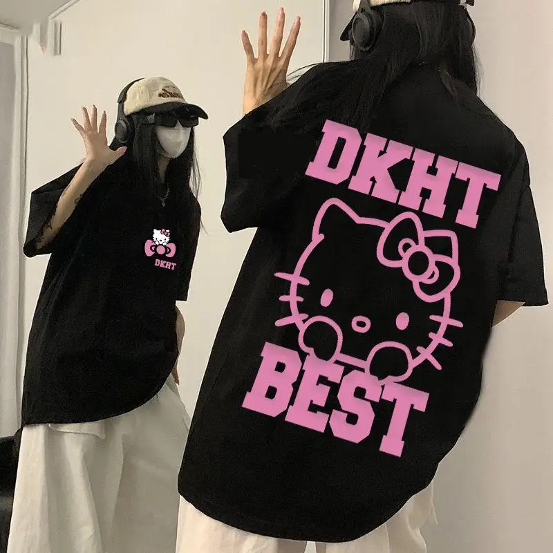 

Sanrio Hello Kitty Printed Short Sleeved T-Shirt Anime Couple Style Men Women Couple Summer Fashion Trend Cute Kt Short Sleeved