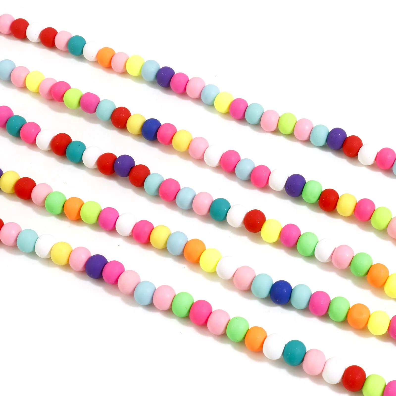 2 Strands Round Polymer Clay Beads Multicolor Stripe Pattern Beads About  7mm Dia, Hole:1.8mm, 40cm Long, (approx 68 Pcs/strand) - Beads - AliExpress