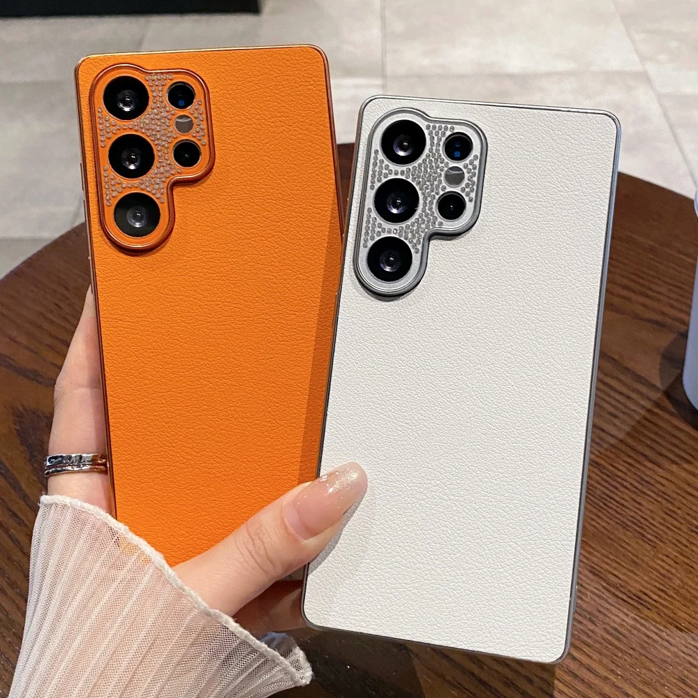 Matte Leather Soft Case with Plated Detailing - Premium Back Cover