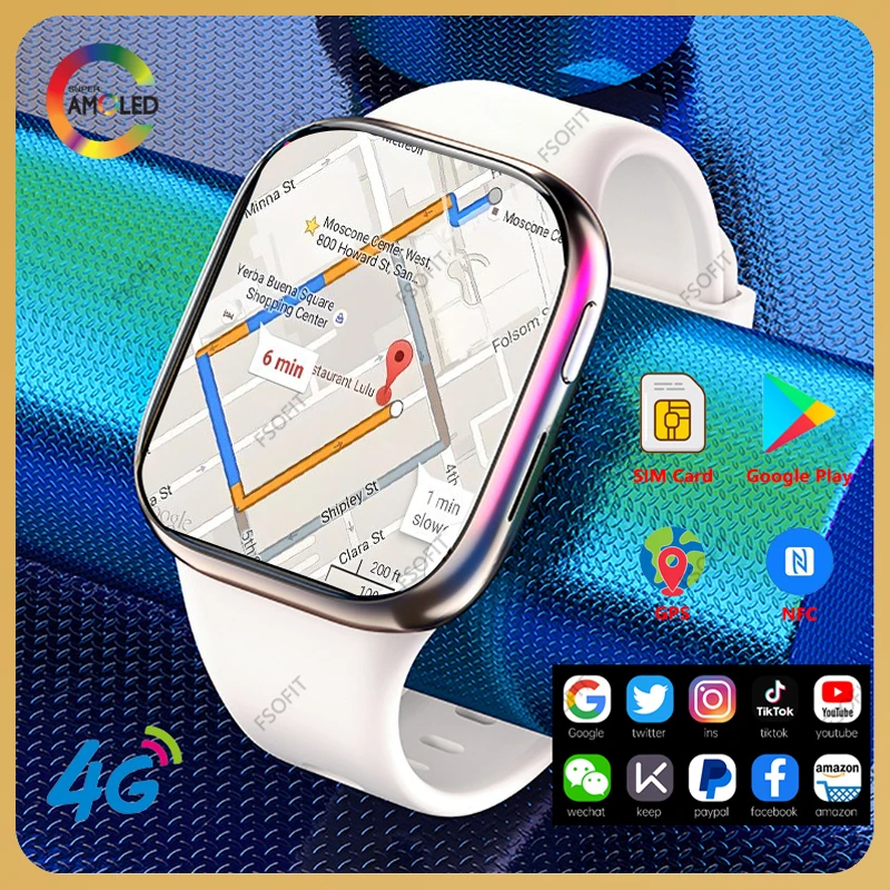 

4G Network Android Smartwatch AMOLED Call GPS HD Camera NFC SIM Card WIFI Bluetooth Wireless Fast Internet Access Smart Watch