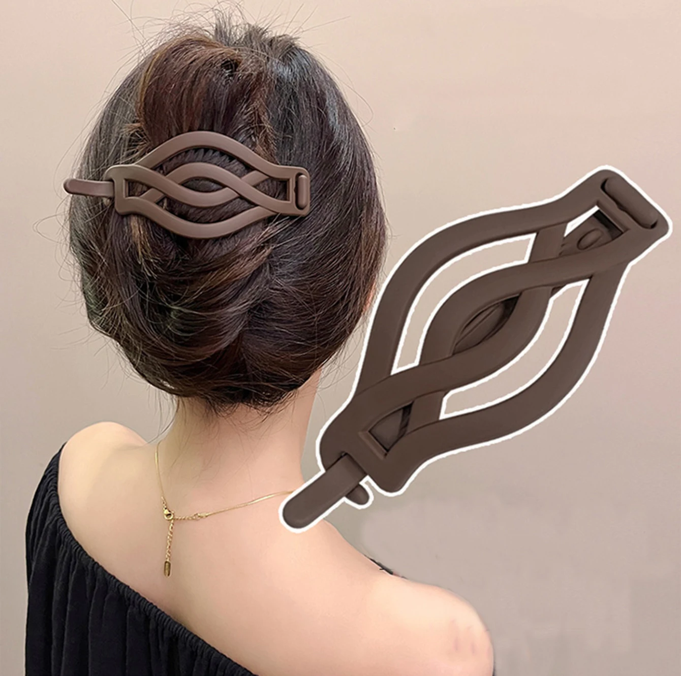 Frost Black Hair Bun Hairpin Hollow Hair Clip Girls Women Ponytail Hair Clip Fashion Retro Hair Accessories Headwear Hairpin