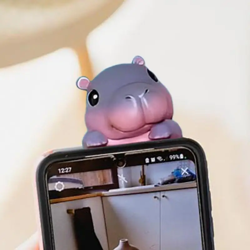 Hippo Car Dashboard Decor, 6PCS Mini Cute Figurines Resin Vehicle Rear View