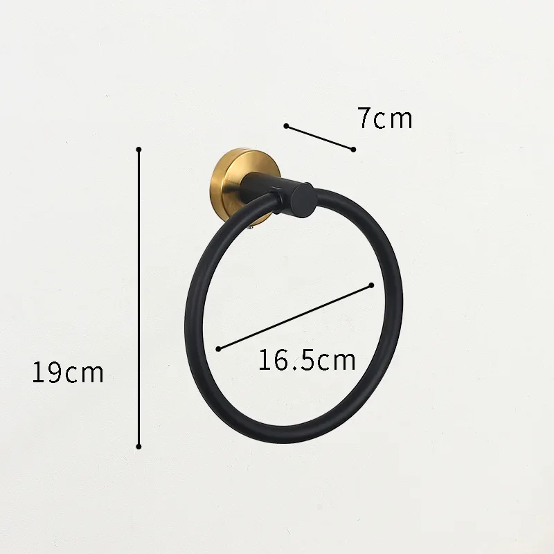 Description Picture 5 of itemBlack and Gold Stainless Steel Bathroom Hardware set Towel Bar Toilet Paper Holder Clothes Hook Bathroom Roll Towel Rack Ring