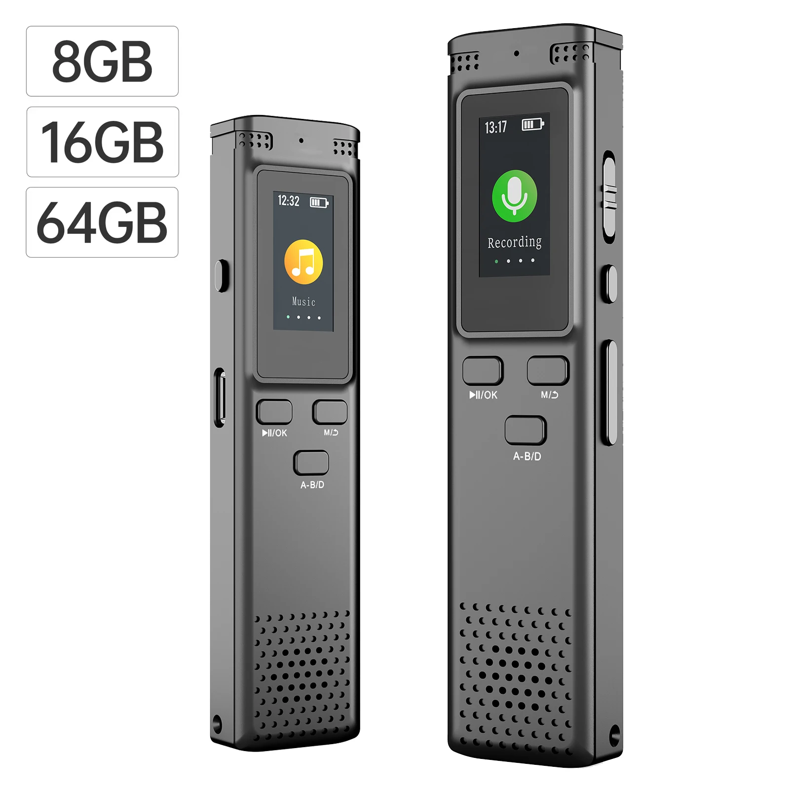 8GB 16GB 64GB Digital Voice Recorder Voice Activated Audio Recording Noise Reduction with Playback MP3 Player Support Password