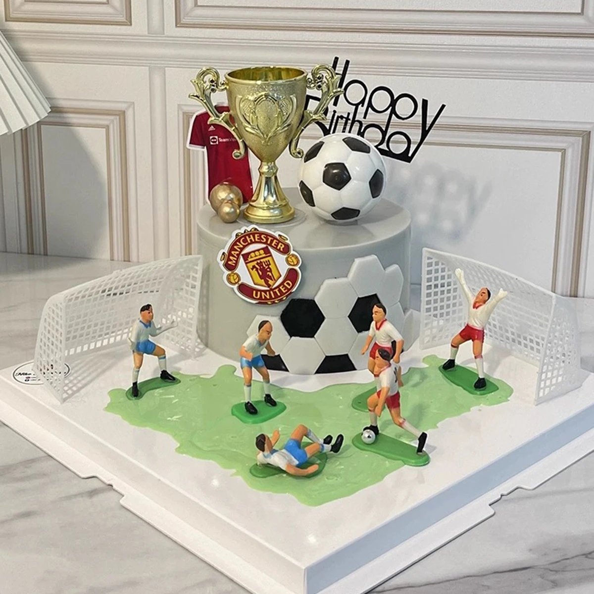 Description Picture 4 of itemFootball Theme Cake Topper Player Figurine Football Cupcake Topper Kids Boy Birthday Party DIY Cake Decoration Supplies
