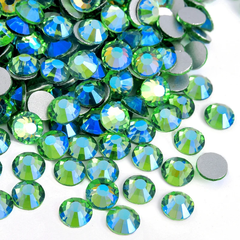 All Sizes Light Peridot  AB Non Hotfix Rhinestones Glitter Strass Glass Crystal Rhinestone For Nails Art Decorations H0061 2