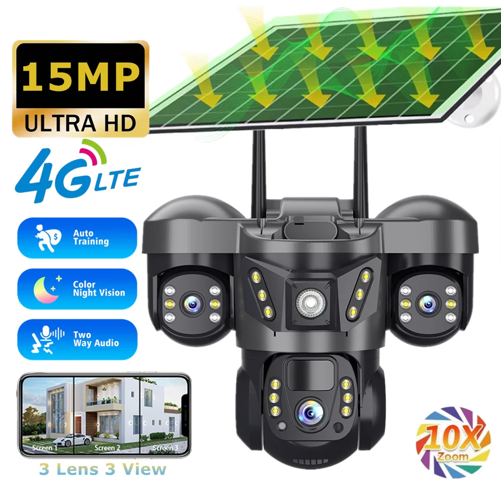 4G V380 15MP ソーラー防犯カメラ S9f3edc2216f2482ba64041686f653