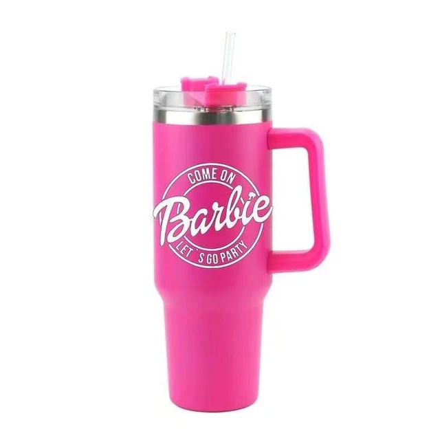 Barbie Girl LETS GO PARTY Movie Pink Tumbler 40 oz Stanley tumbler with  hand car in 2023