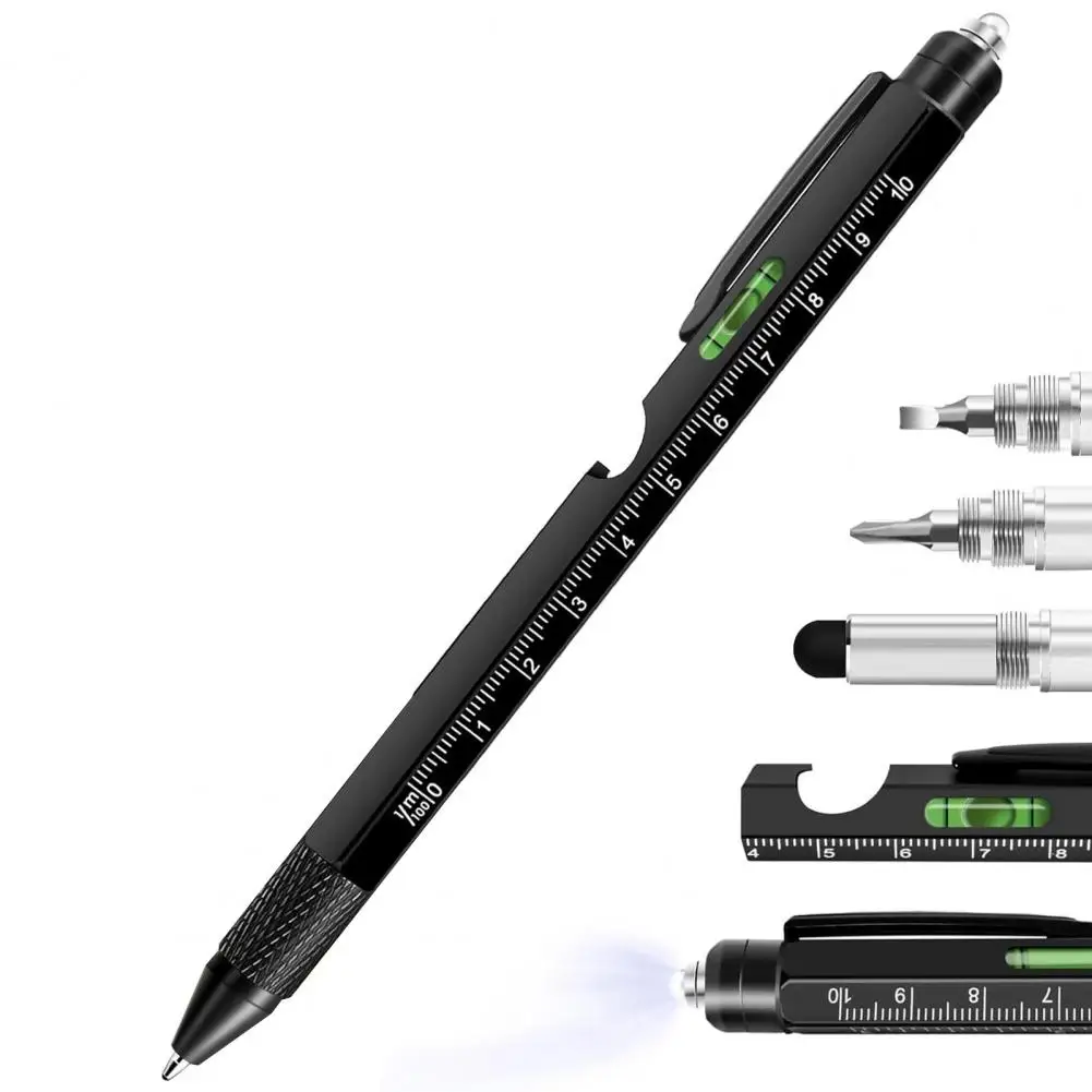 엔지니어를 위한 도구 펜 선물 Led 라이트 드라이버 눈금자 병따개 선물이 포함된 9-in-1 Multitool 펜