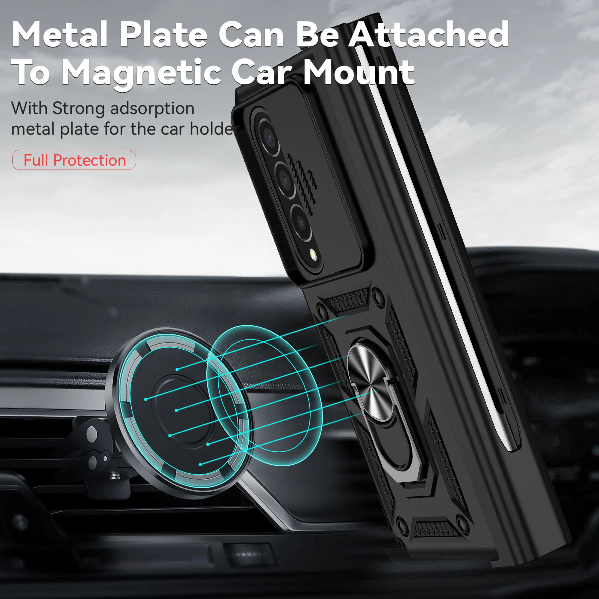 Slide Camera Lens for Samsung Galaxy Z Fold 4 Case 2022 Military Grade Bumpers Armor Cover for Samsung Galaxy Z Fold 4 5G