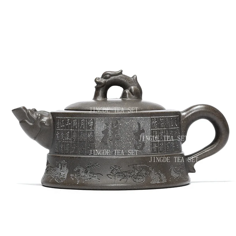 260ml Yixing Ceramic Teapot Household Purple Clay Kung Fu Tea Set Chinese Teapot Hand Carved Palace Lantern Pot