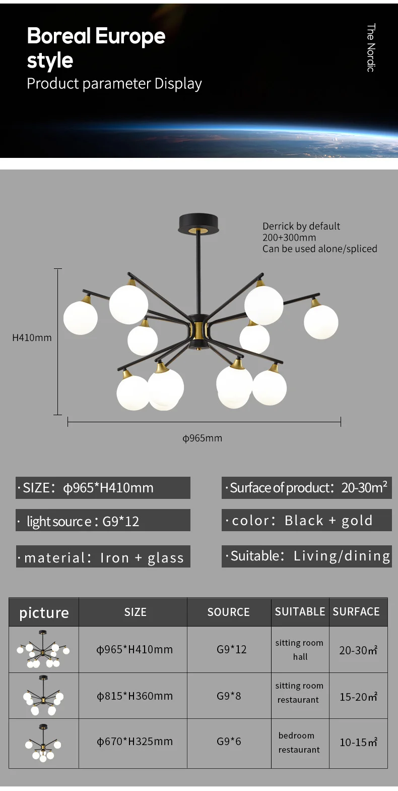 dining room light fixtures Modern light luxury chandelier living room iron glass creative simple bedroom multi-head pendant lamp led chandelier