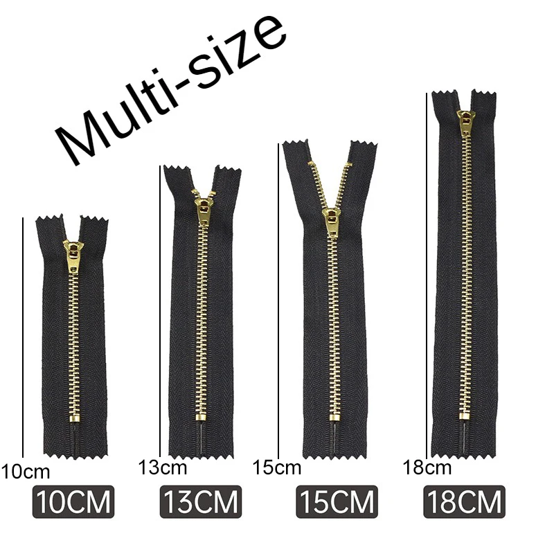 10-13-15-18CM 4# Metal Closed End Zipper Auto Lock For DIY Replacement Bags Garment Wallet Skirt Brass Teeth Zipper Accessories