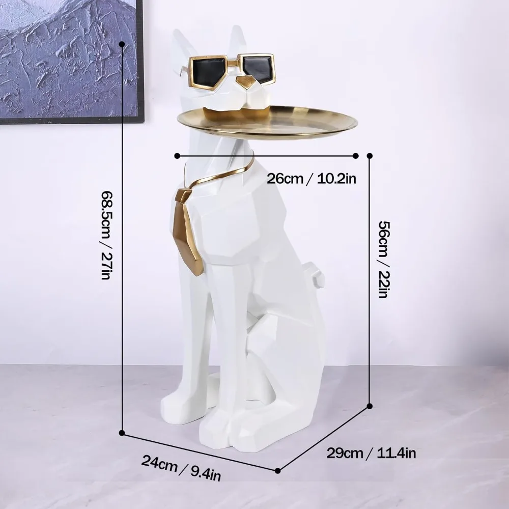 Resin Dog Side Table With Tray, Butler Statue Tissue Box, Accent End Table, Unique Sculpture, Geometric Statue, Funky Furniture