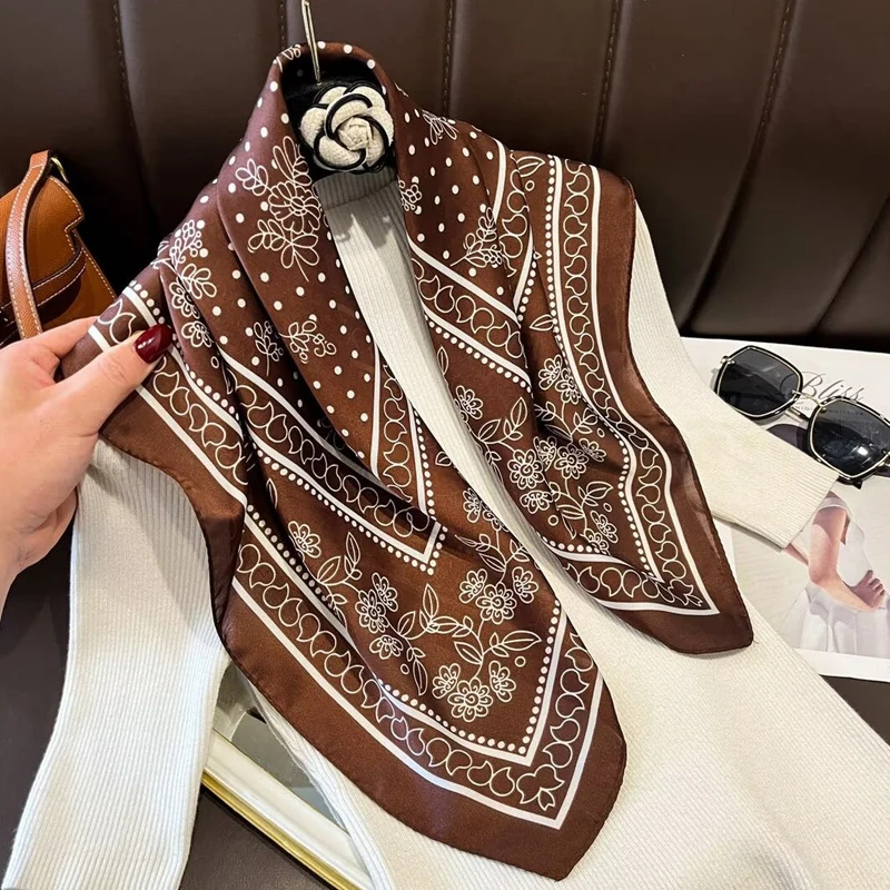 1 Stück Neues Modisches Luxuriöses Seidengefühl 70cm Quadratisches Tuch Damen Satin Halstuch Haarband Foulard Bandana Echarpe Schal Wickeltuch – Detail 5