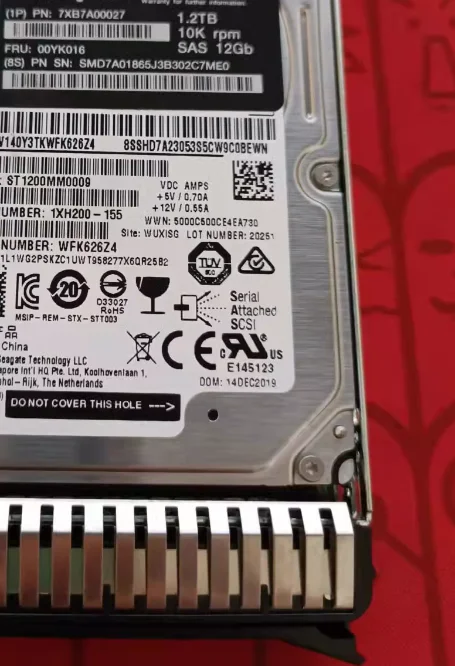 For 00YK016 7XB7A00027 1 2TB 10K SAS 12G 512N 2 5 HDD server hard drive