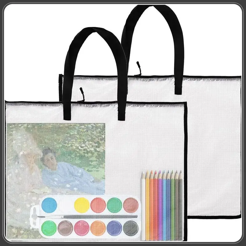 19X25 Art Portfolio Bags,Clear Portfolio Folder For Artwork,Waterproof Poster Storage Bags+Handle For Drawing Board