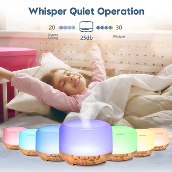 500ML Aroma Diffuser Wood Grain Color, 5V 2A Essential Oil Aromatherapy ...