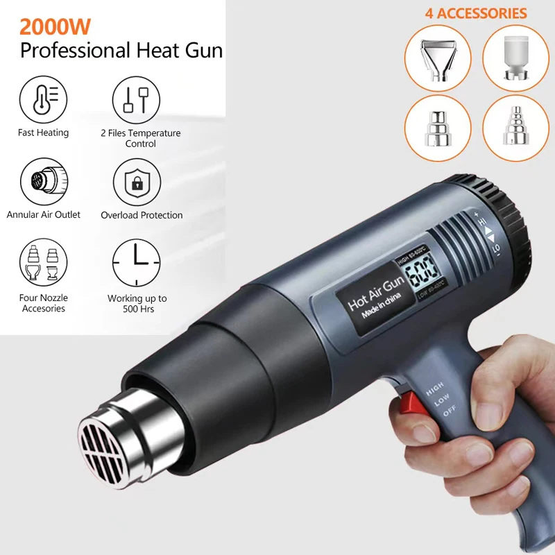 2000W Heat Gun Hot Air Gun Air Dryer For Soldering Thermal Blower Soldering Station Shrink Wrapping Tools Industrial Hair dryer