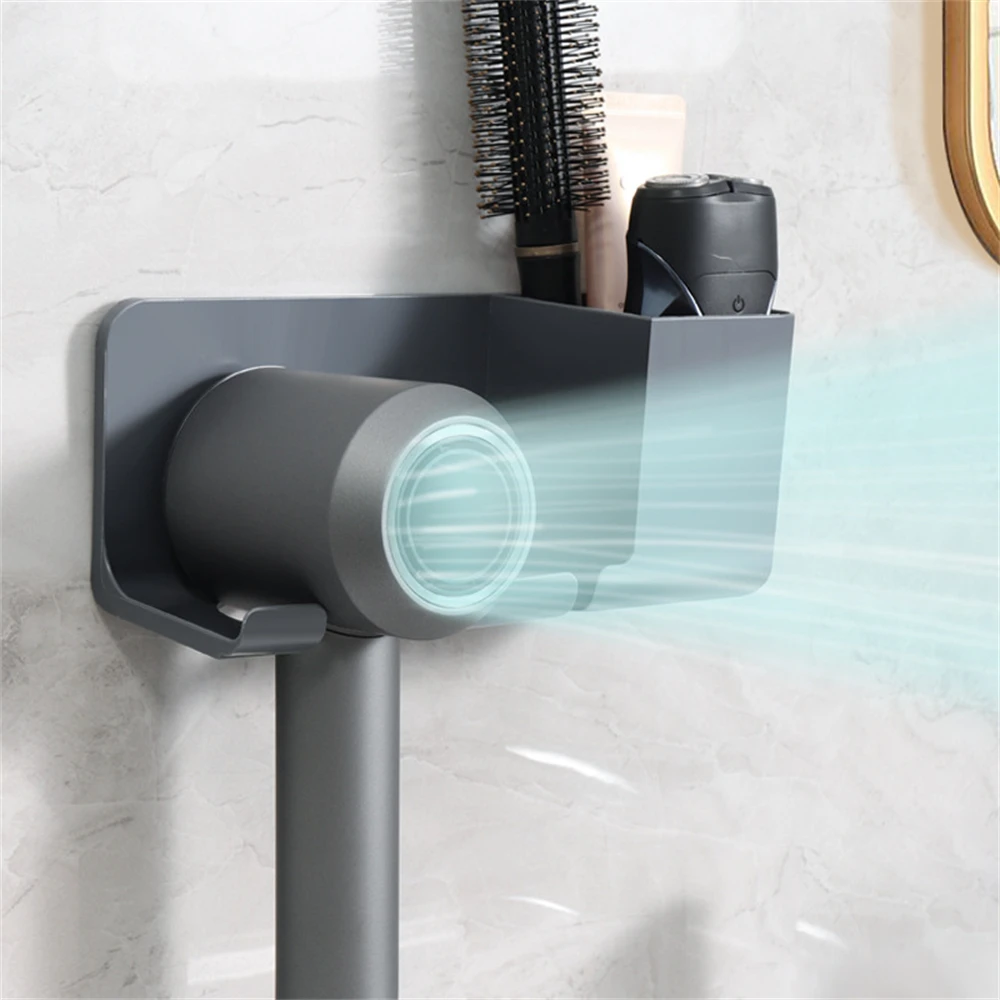 Bathroom Hair Dryer Storage Rack Household Wall Mounted Tray 2024 Multifunctional Shaving Razor Holder Cosmetic Toothbrush Shelf