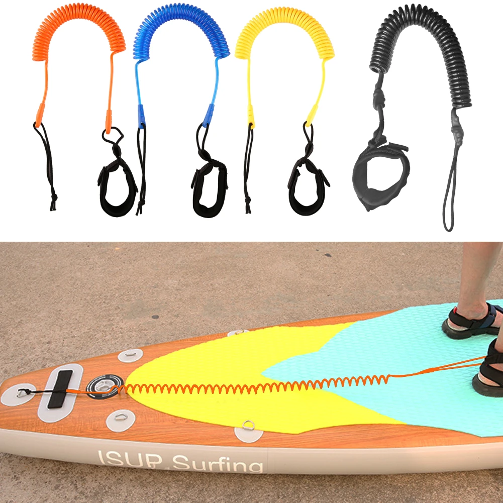 10 Feet Coiled Surfboard Leash Surfing Stand UP Paddle Board Ankle Leash Sup Board Foot Leg Rope Surfboard Raft Kayak Rope surfboard leash