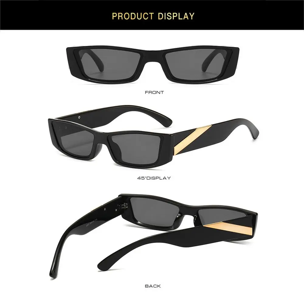 Vintage UV400 Trending Street Eyewear Small Rectangle Sunglasses Retro Sun Glasses Black Shades Small Frame
