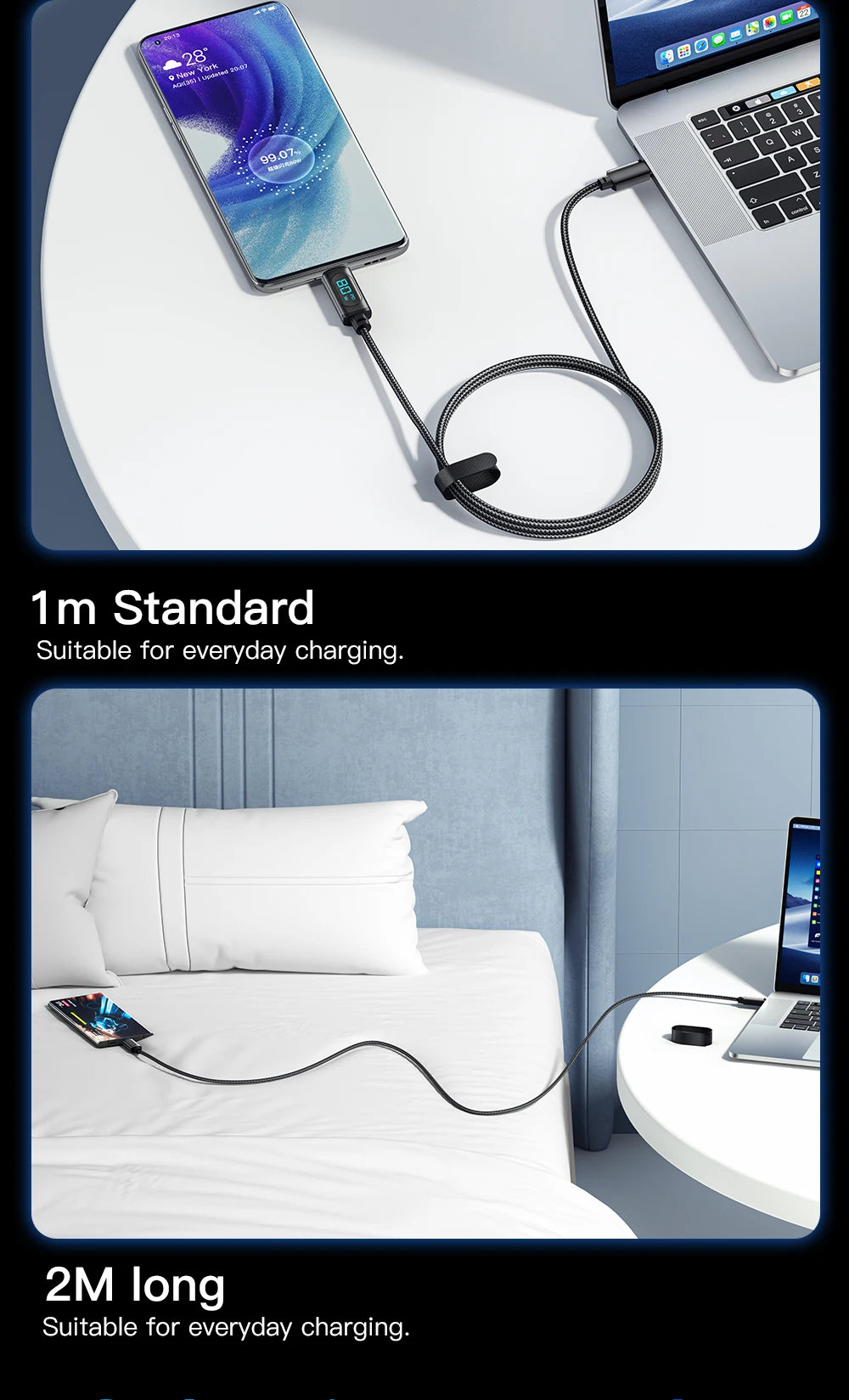 Essager USB Type C Honor شاومي وسامسنج شحن فائق 66W/W شحن سريع شاحن USB C سلك