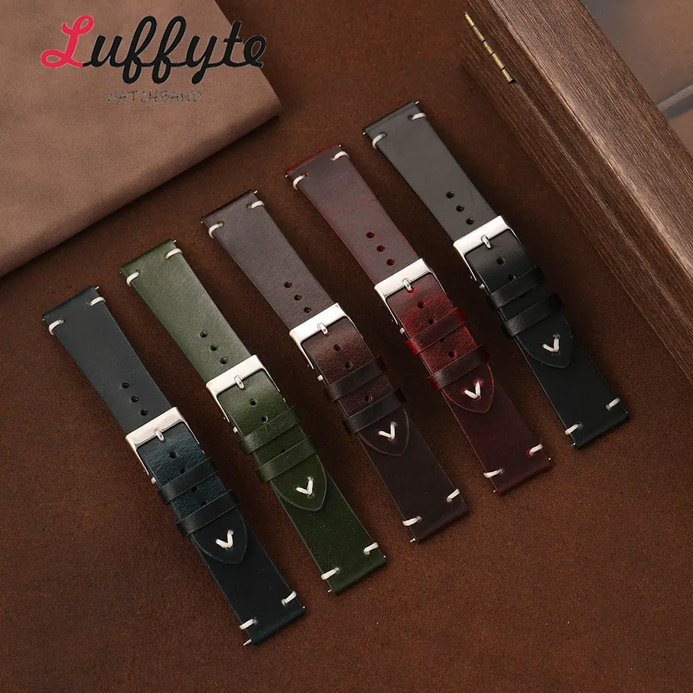 Men's Premium Calfskin Leather Watch Strap with Quick Release - Durable & Comfortable Wristband