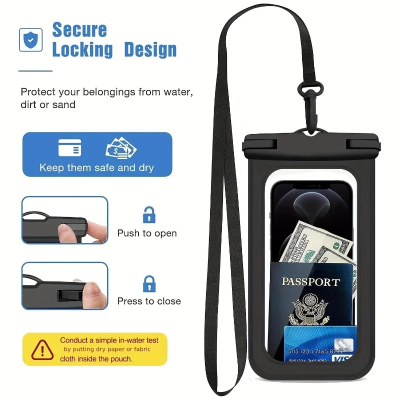 Universal Extra-Large Waterproof Phone Pouch and Underwater Dry Bag