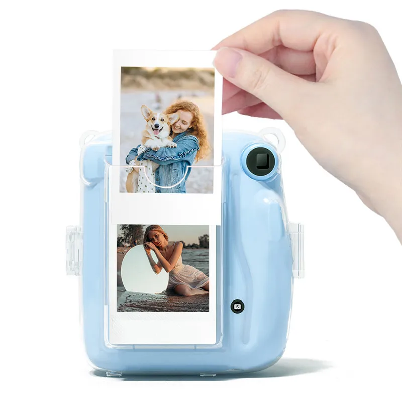 Camera Shoulder Bag For Fujifilm Instax Mini 11 Camera Accessory PVC Material Instant Camera Shoulder Bag Protector Cover Case Pouch With Lanyard