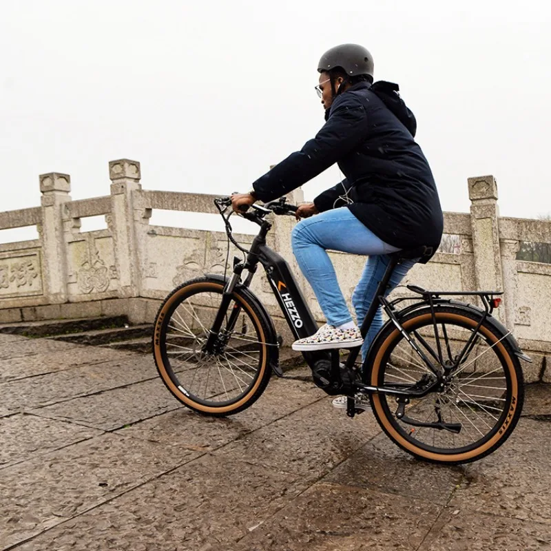 HEZZO HM-S27 Electric Bicycle Middle Drive Motor City E Bike 500W 48V Bafang M600 17.5AH LG ithium Battery Ebike For Adults