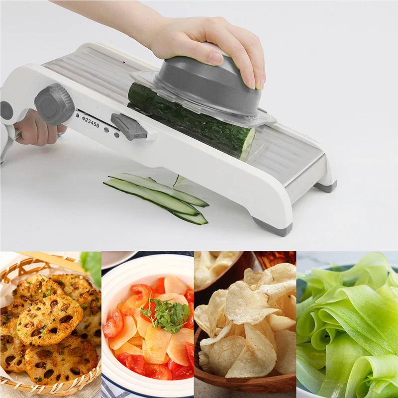LMETJMA Ultra Sharp Mandoline Slicer Upgraded Vegetable Slicer Kitchen  Adjustable Thickness Food Cutter Slicer Dicer KC0450