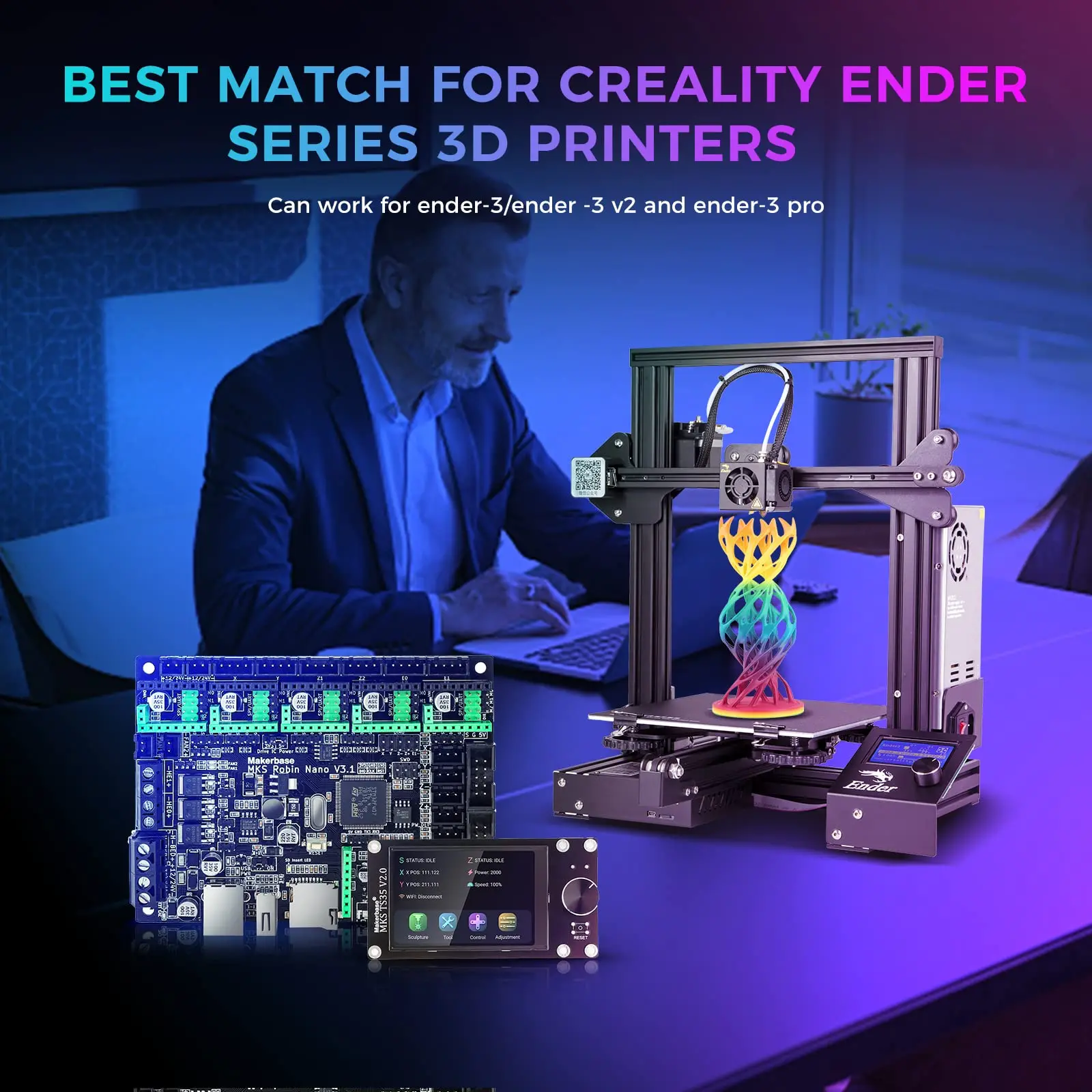 MKS Robin Nano V3.1 32 Ʈ  , 3.5 ġ TS35 ġ ũ, 3D  κ ü ǰ, Marlin 2.x Klipper