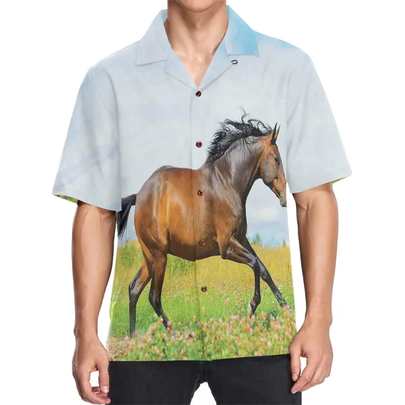 Camisas hawaianas para hombre, de manga corta, con estampado 3D de animales, camisa de playa Aloha, camisas informales de verano de gran tamaño con botones