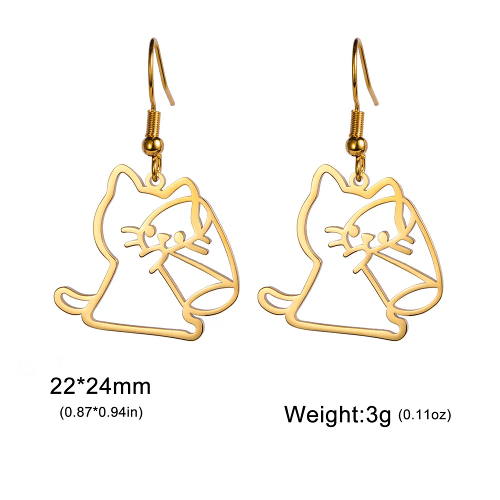 Cute Cat and Dog Dangle Earrings for Girls Stainless Steel Lovely Kitten Animal Drop Earring Fashion Jewelry - PeticaDeals